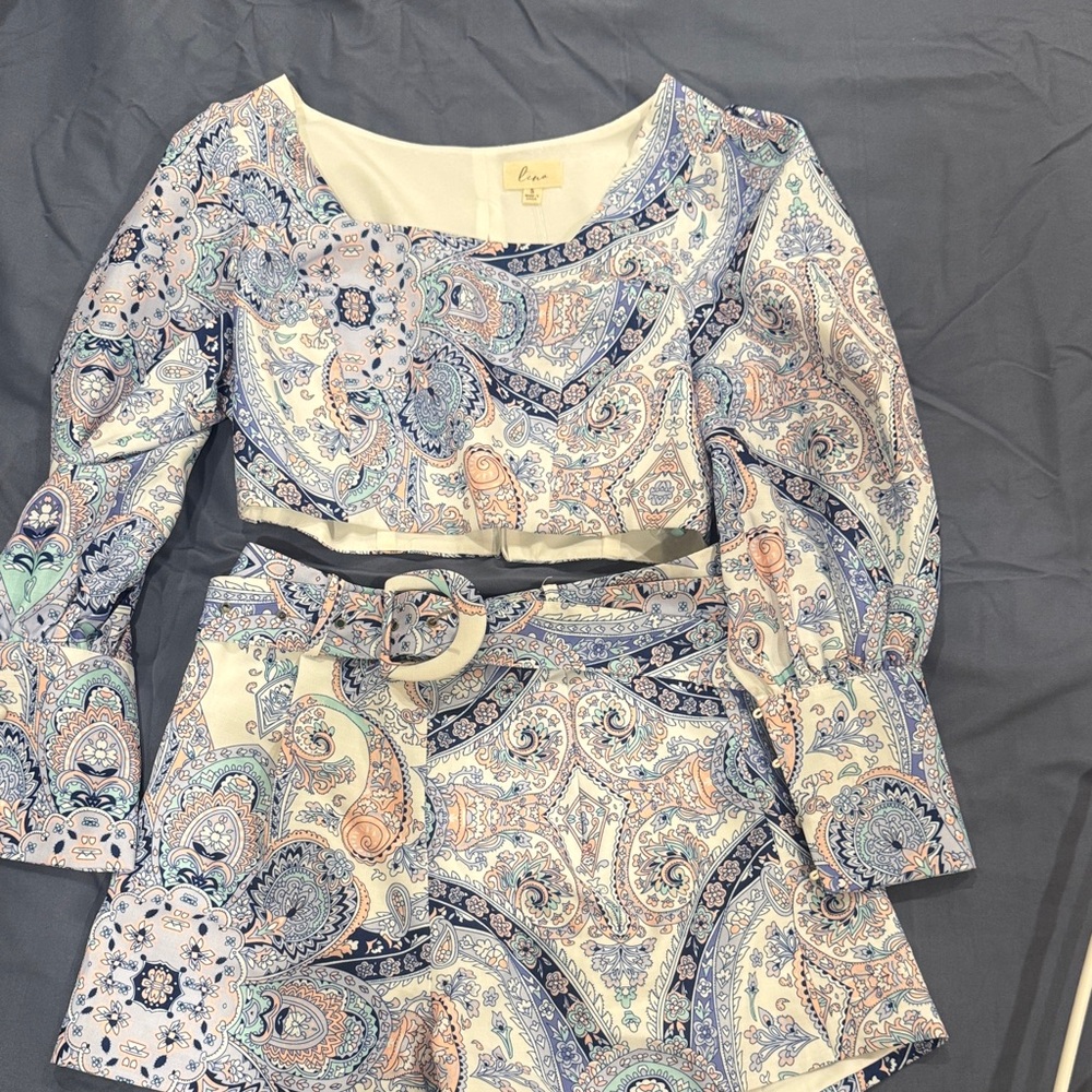 Lena Blue and White Paisley Women Shorts